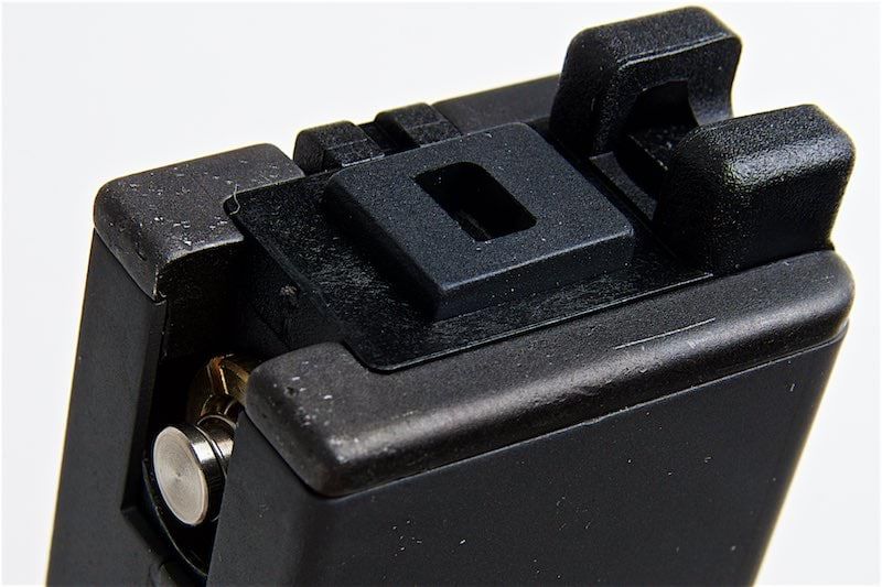 Close-up of NORTHEAST MP2A1 MAG showcasing the top and loading mechanism for accessories