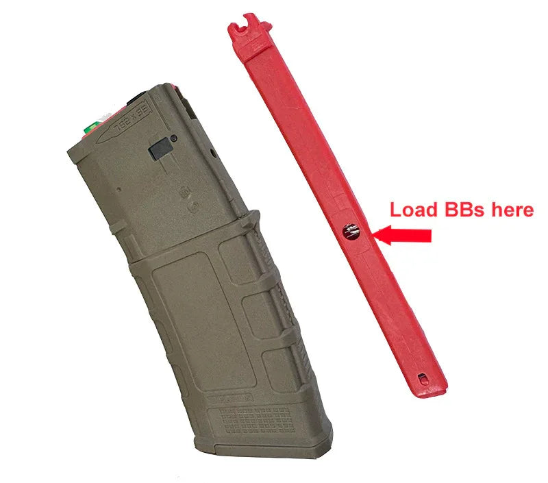 WELL PRO mws magazine with loading tool, designed for easy BB loading and efficient airsoft gameplay