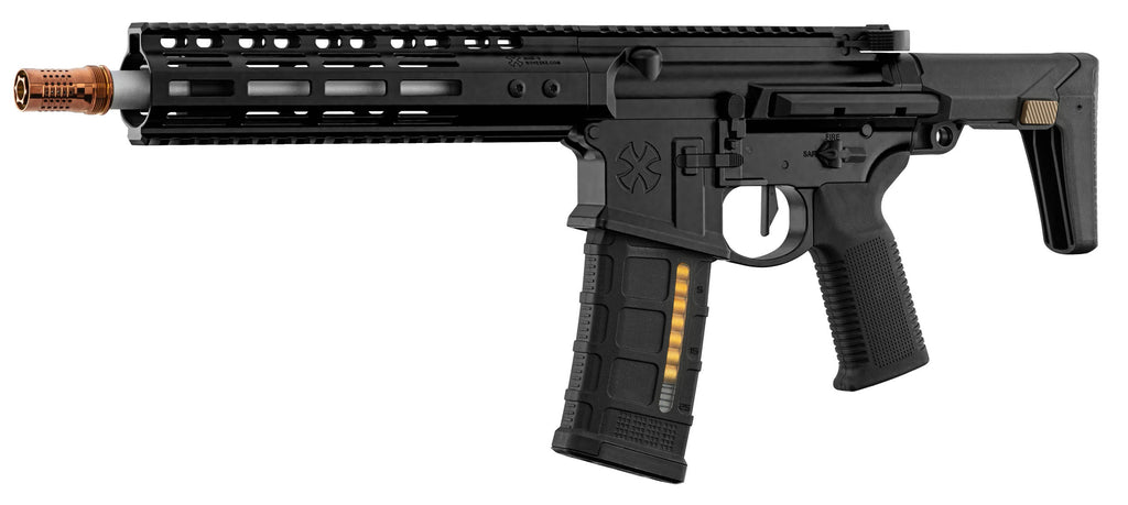 DOUBLE EAGLE GBBR Airsoft Gun with Adjustable Stock and M-LOK Handguard, ideal for tactical play featuring a ghetto blaster design
