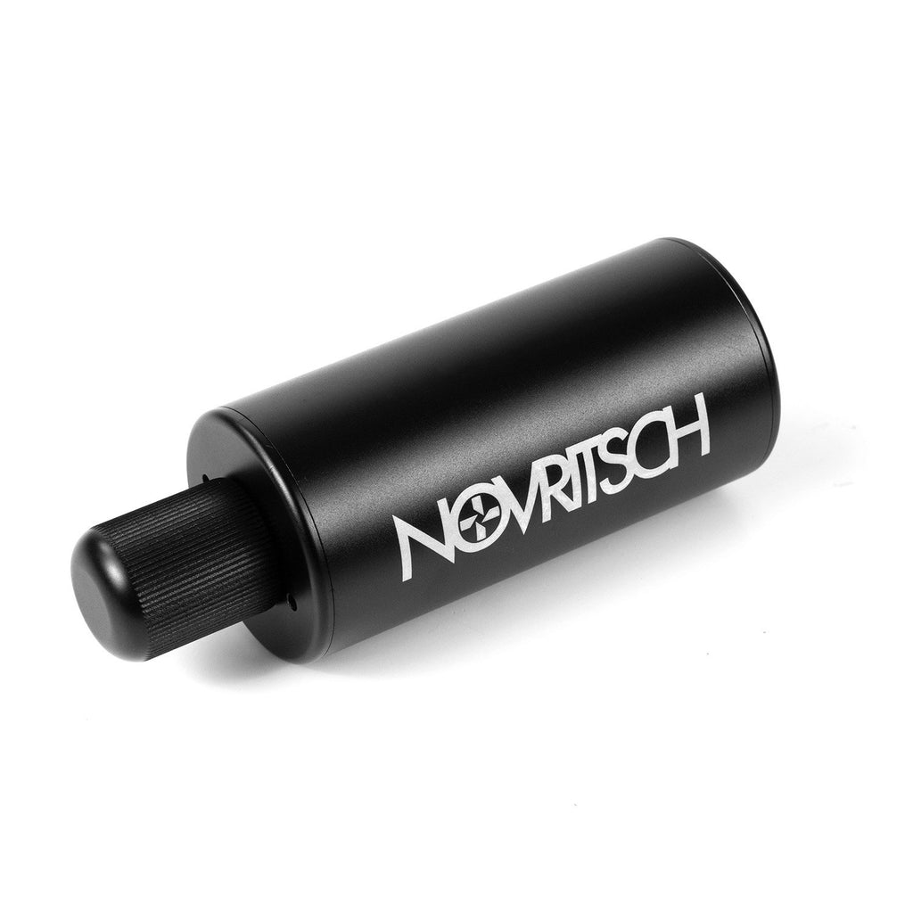 Novritsch reusable gas reservoir black aluminum cylinder with screw cap and white NOVRITSCH logo
