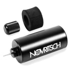 Novritsch reusable gas reservoir black aluminum refill bottle with needle valve cap and protective foam sleeve
