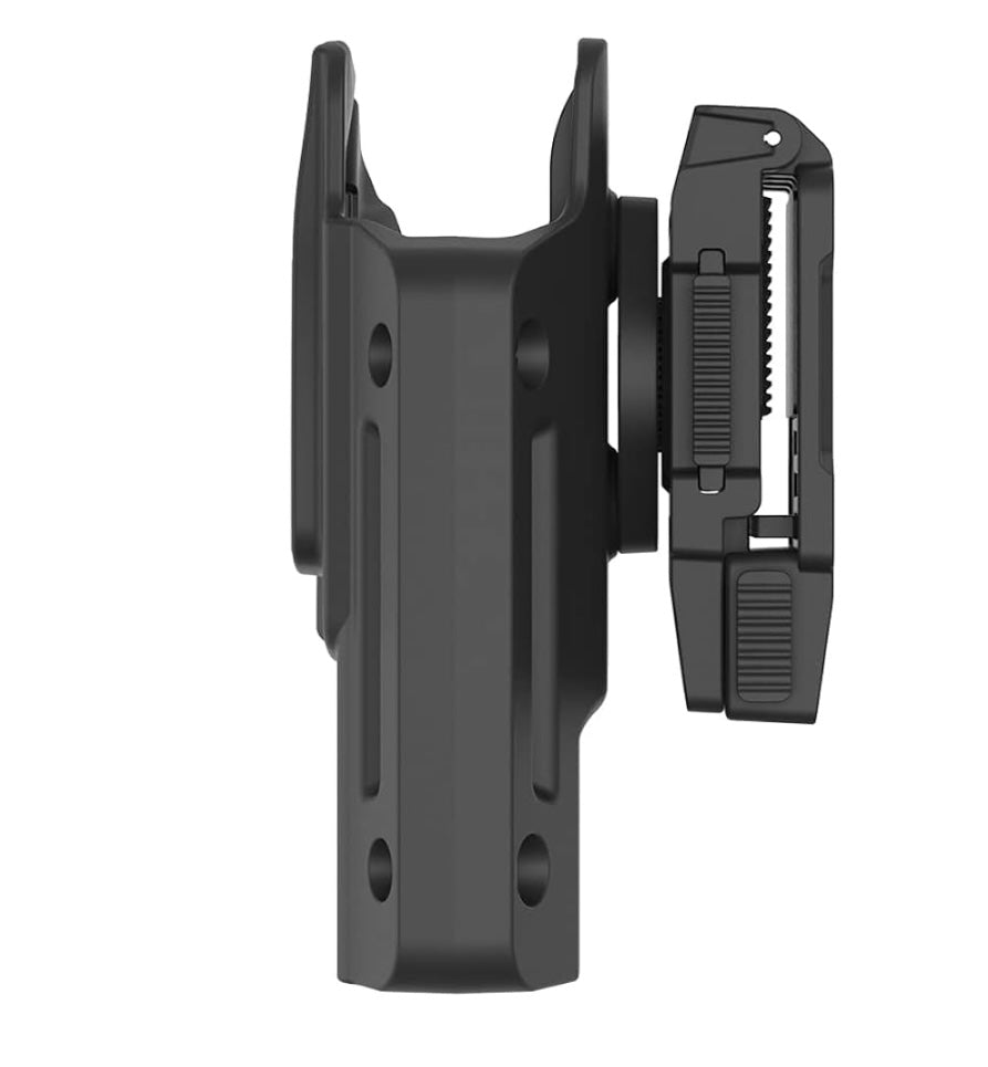 Durable rotating holster for Glock with adjustable features for secure firearm carrying
