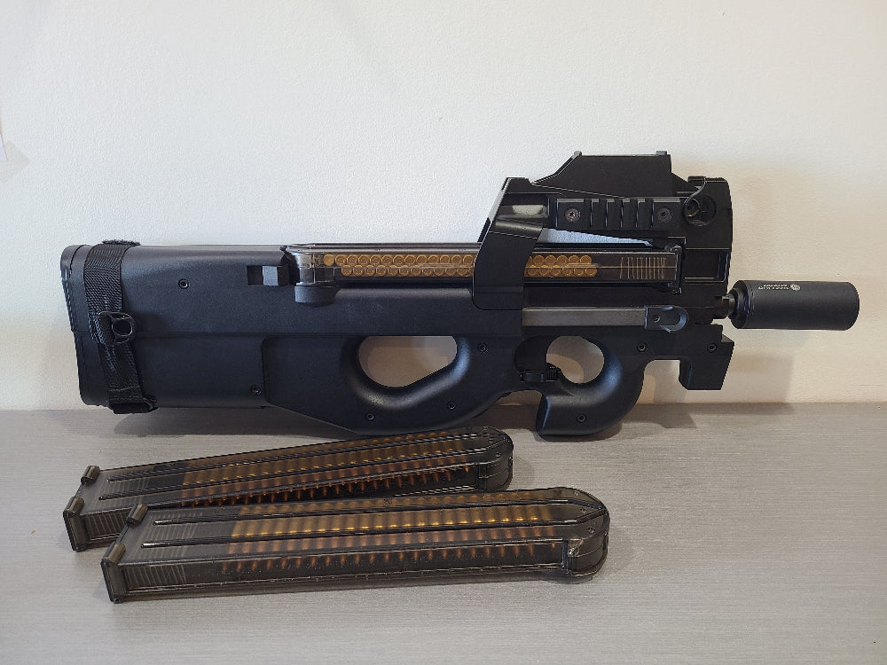 G&G P90 AIRSOFT Gun with two magazines for enhanced gameplay performance