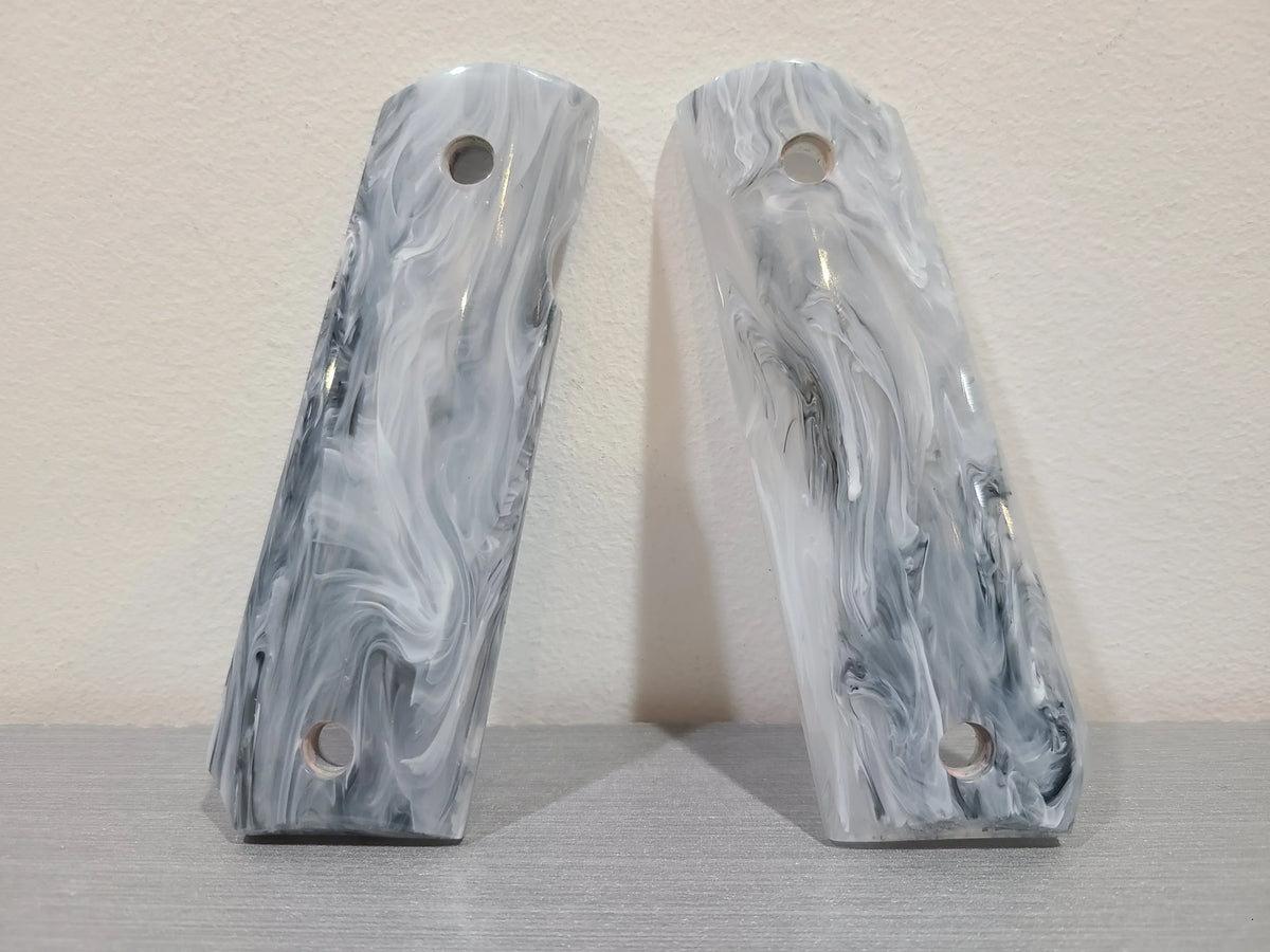 White and gray marble PISTOL GRIP COVER set designed for enhancing airsoft weapon handling