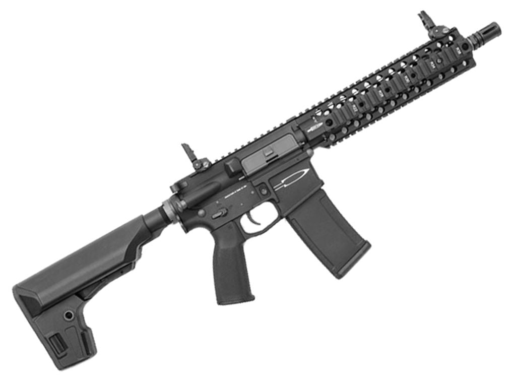 PTS Centurion Arms CM4 ERG airsoft rifle AEG by PTS with adjustable stock quad rail and flip sights
