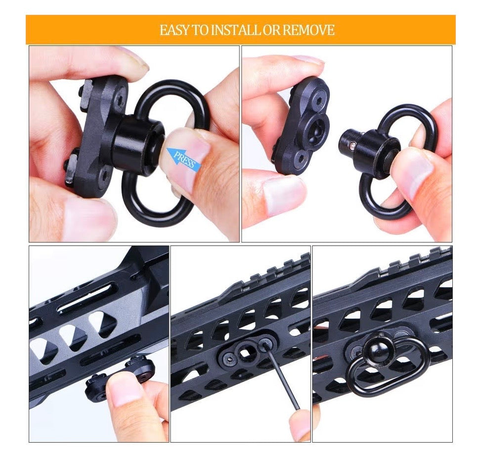 QD Sling Quick-Detach M-LOK installation process showing easy removal and attachment steps