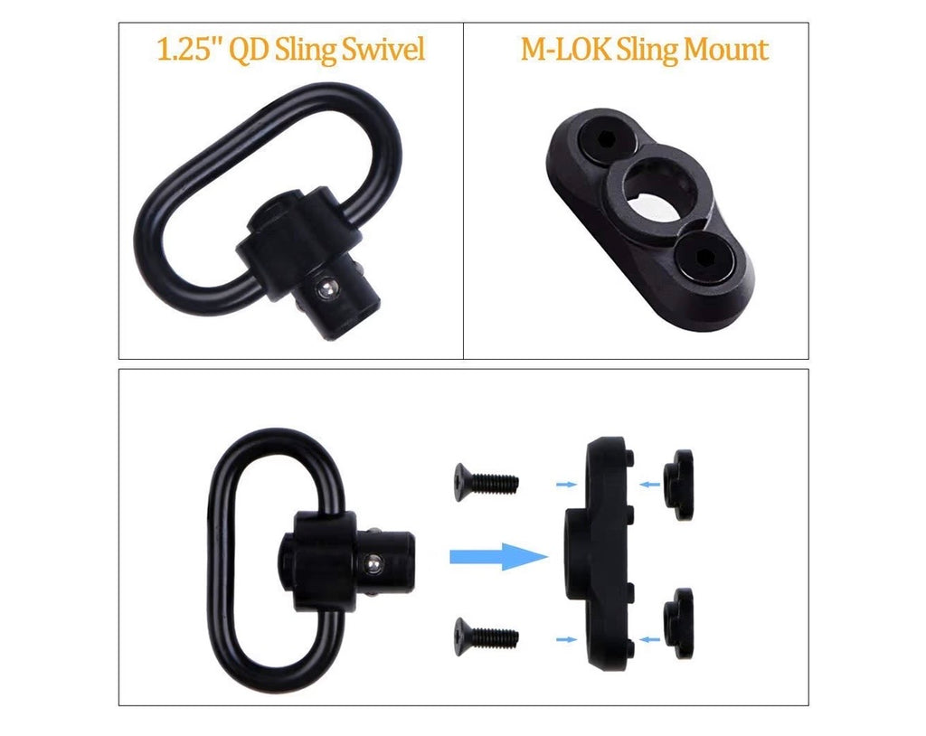 QD Sling Quick-Detach M-LOK Accessory Set with Sling Swivel and Mount for Easy Attachment