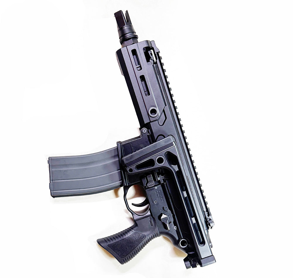 WELL PRO rattler gbbr compact black gas blowback rifle with 30 round magazine and top rail