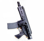 WELL PRO rattler gbbr compact black gas blowback rifle with 30 round magazine and top rail