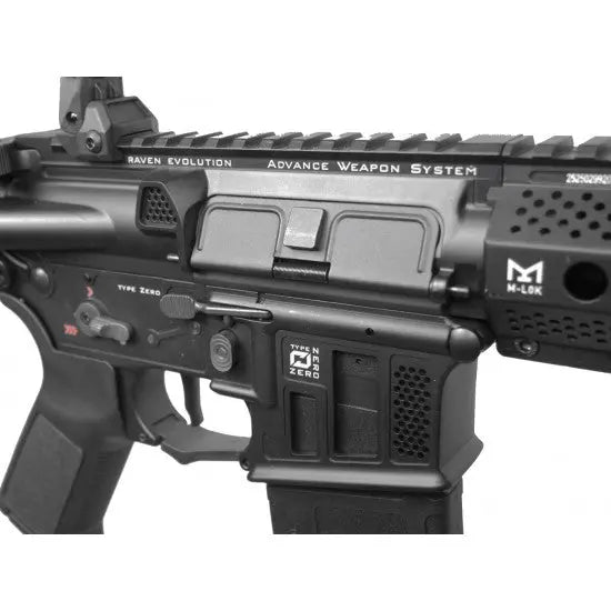 Close-up of the RAVEN EVOLUTION Advanced Weapon System featuring M-LOK design and tactical controls