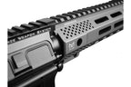 Close-up of raven evolution Elite G2 AEG AIRSOFT black tactical rifle handguard and rail system