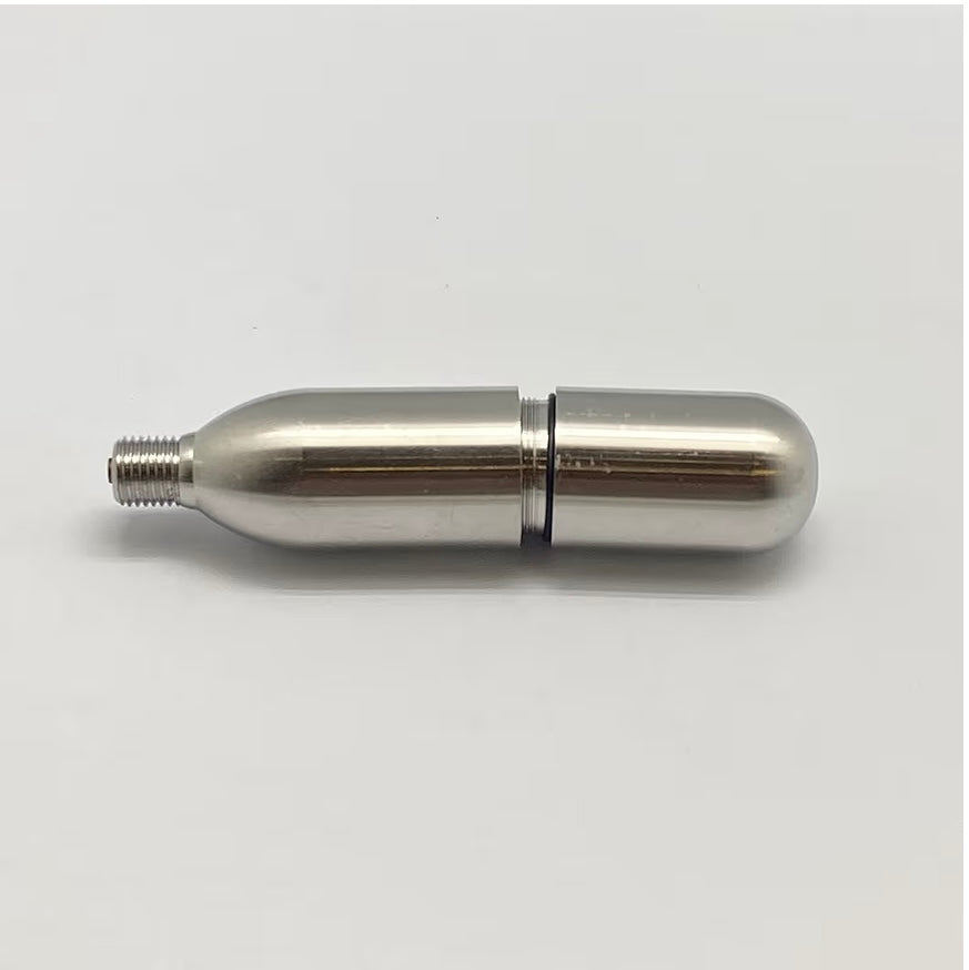 Ultraforce Refillable CO2 Cartridge 12g in a sleek silver design for easy use in compatible devices