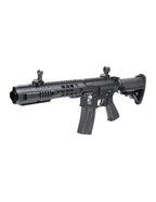 Black SAI 838 VLTOR AEG AIRSOFT rifle with adjustable stock and iron sights by E&C