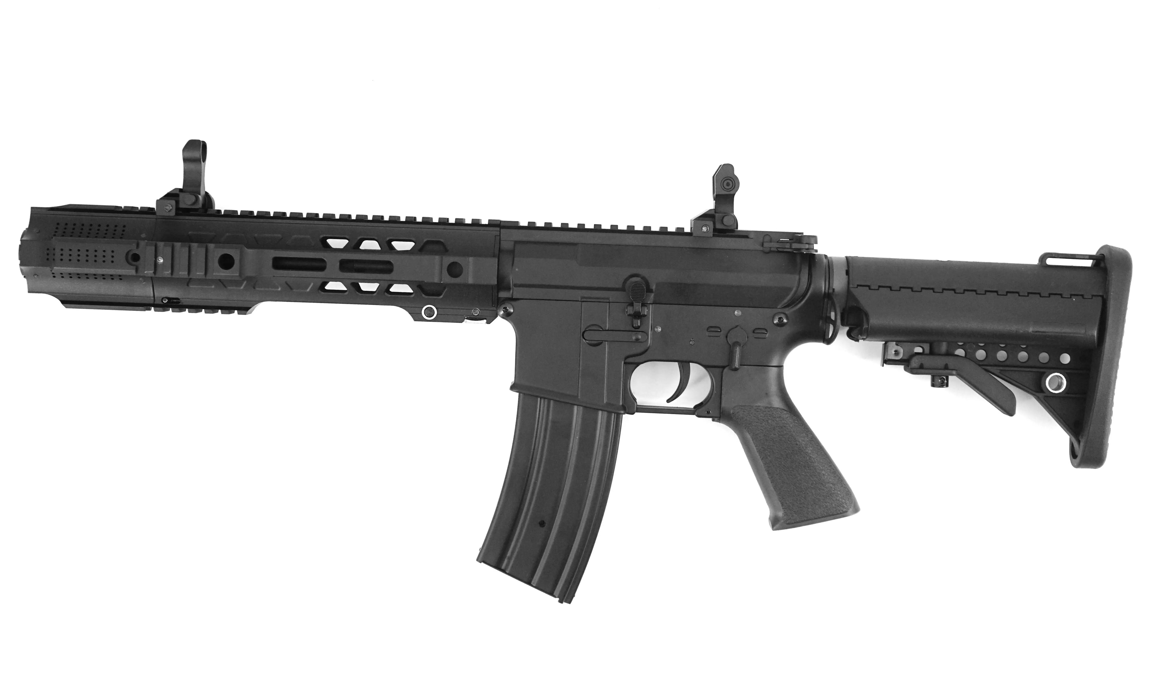 SAI 838 VLTOR AEG AIRSOFT gun in black with adjustable stock and tactical rail system