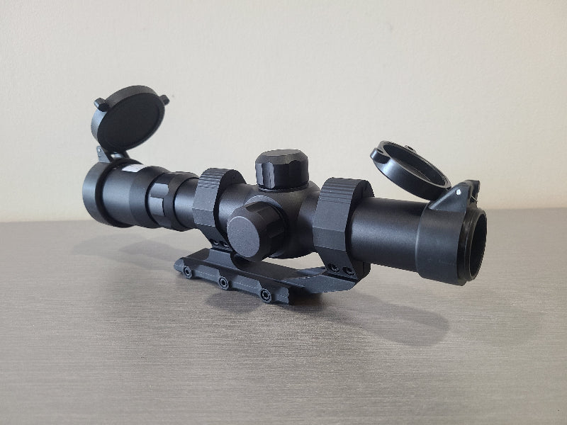 District Airsoft scope 4x24 h18 tactical black rifle scope with flip-up lens covers