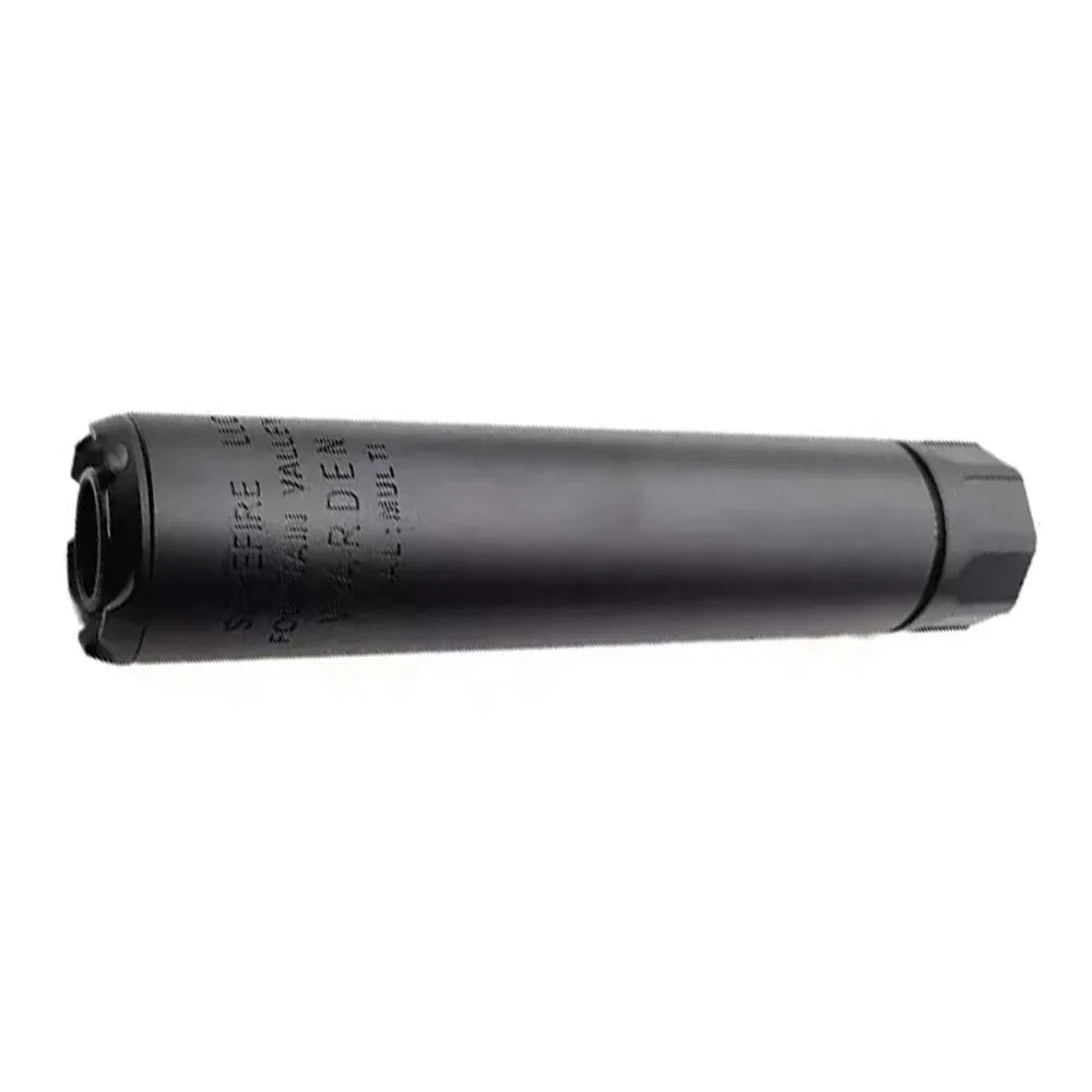 SF AIRSOFT MOCK SUPPRESSOR in black with a sleek design for airsoft enthusiasts