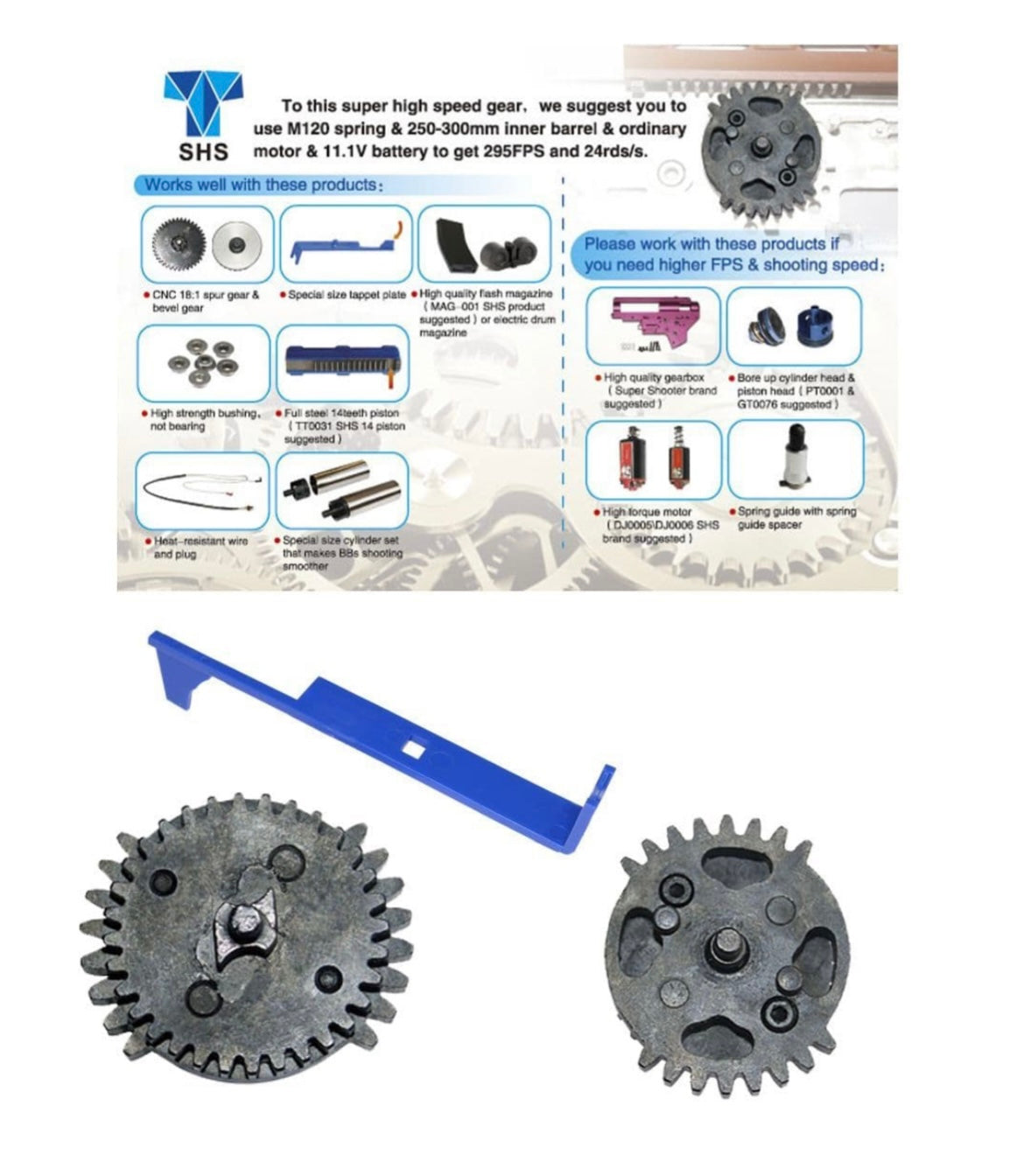 SHS steel DSG gear for V2 AEG with high precision and durability for upgraded performance
