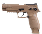 SIG SAUER sig m17 airsoft pistol in tan with black accents and textured grip