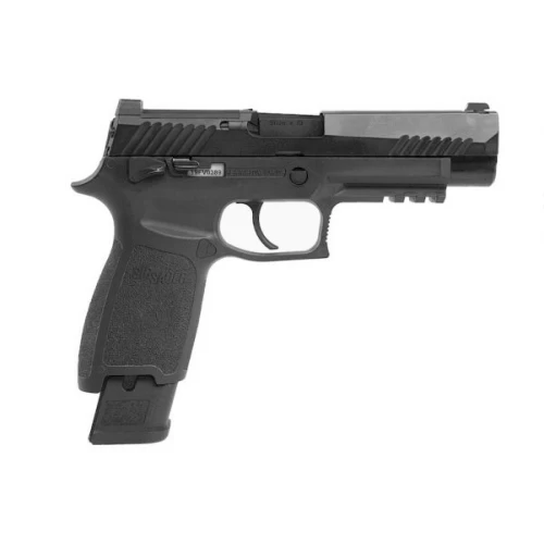 Black SIG SAUER pistol model for sig sauer airsoft with textured grip and tactical rail