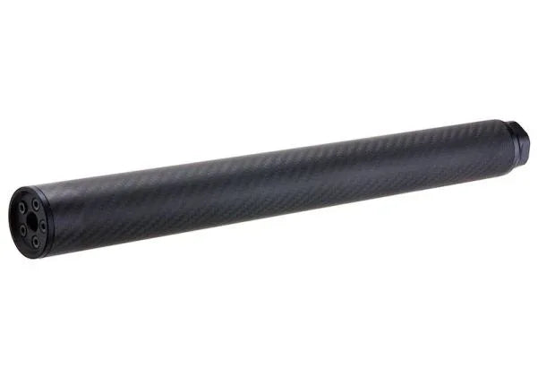 SILVERBACK AIRSOFT CARBON SILENCER with sleek design for enhanced sound suppression.