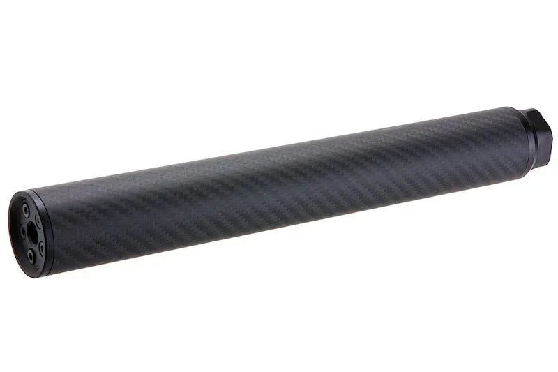 SILVERBACK AIRSOFT CARBON SILENCER featuring durable carbon fiber for enhanced sound suppression