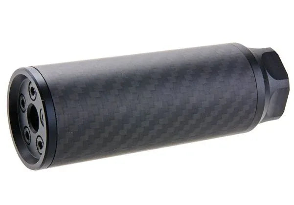 SILVERBACK AIRSOFT CARBON SILENCER in sleek black design for enhanced shooting performance