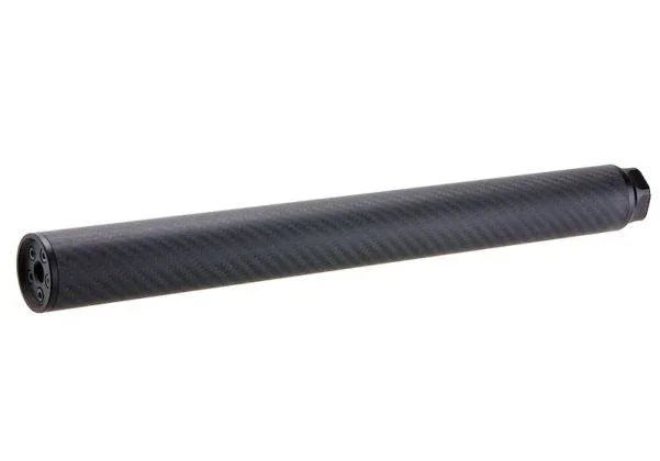 SILVERBACK AIRSOFT CARBON SILENCER with a sleek black finish for enhanced noise reduction