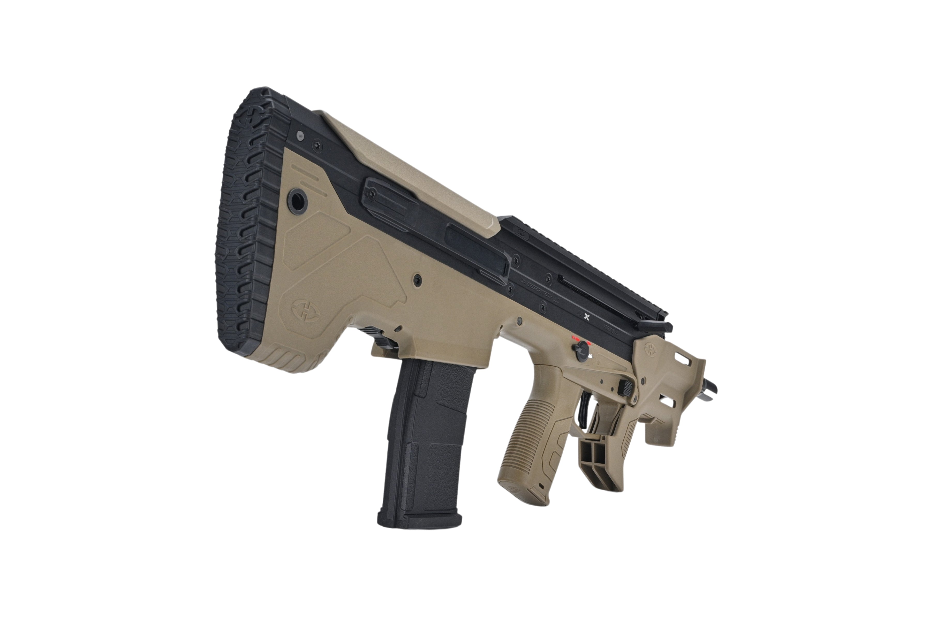 SILVERBACK MDRX MICRON AIRSOFT tan and black AEG bullpup rifle with detachable magazine and adjustable stock