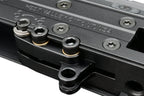 Close up of SILVERBACK MDRX V3 AEG top rail and mounting screws showing durable metal construction