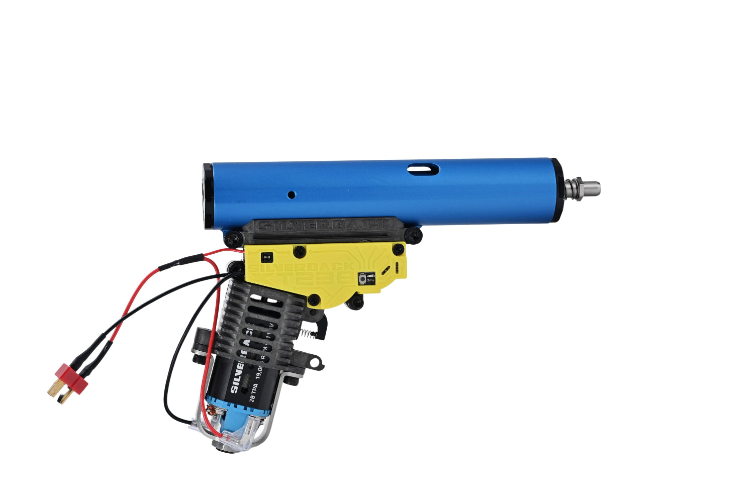 SILVERBACK MDRX V3 AEG internal gearbox and cylinder assembly in blue yellow for airsoft upgrade