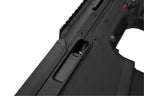 SILVERBACK MDRX V3 AEG close up of black polymer receiver showing ejection port and textured grip
