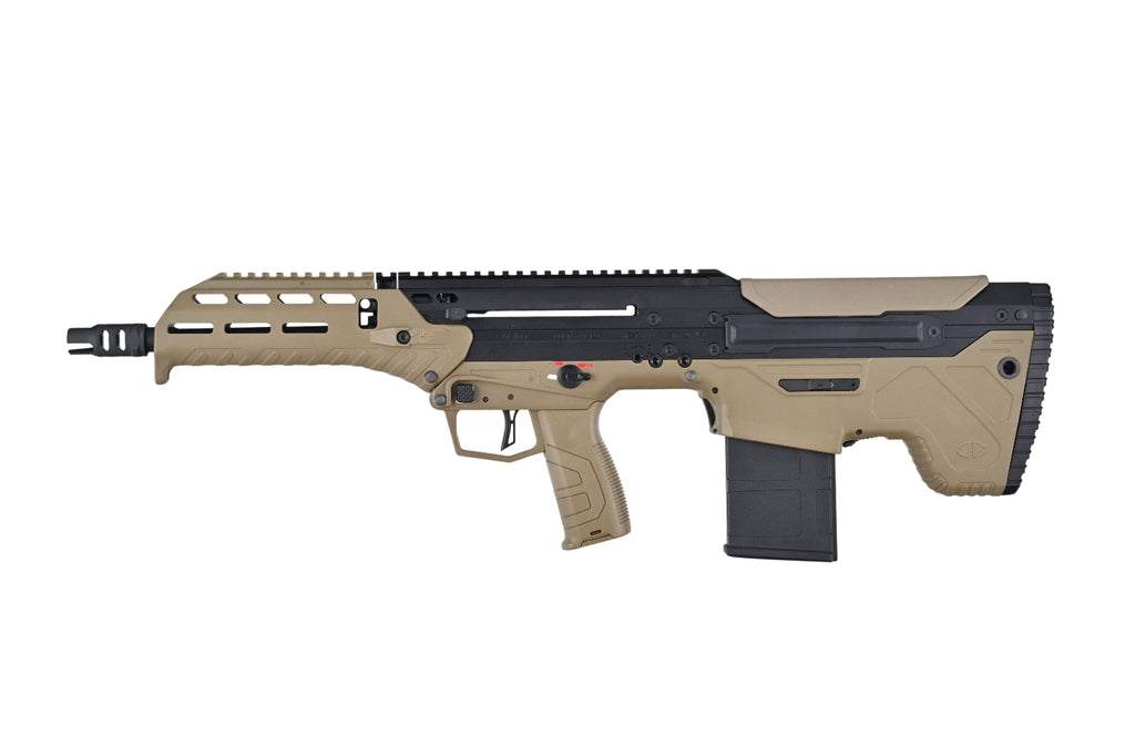 Tan and black bullpup AEG rifle SILVERBACK MDRX V3 with detachable magazine and Picatinny top rail
