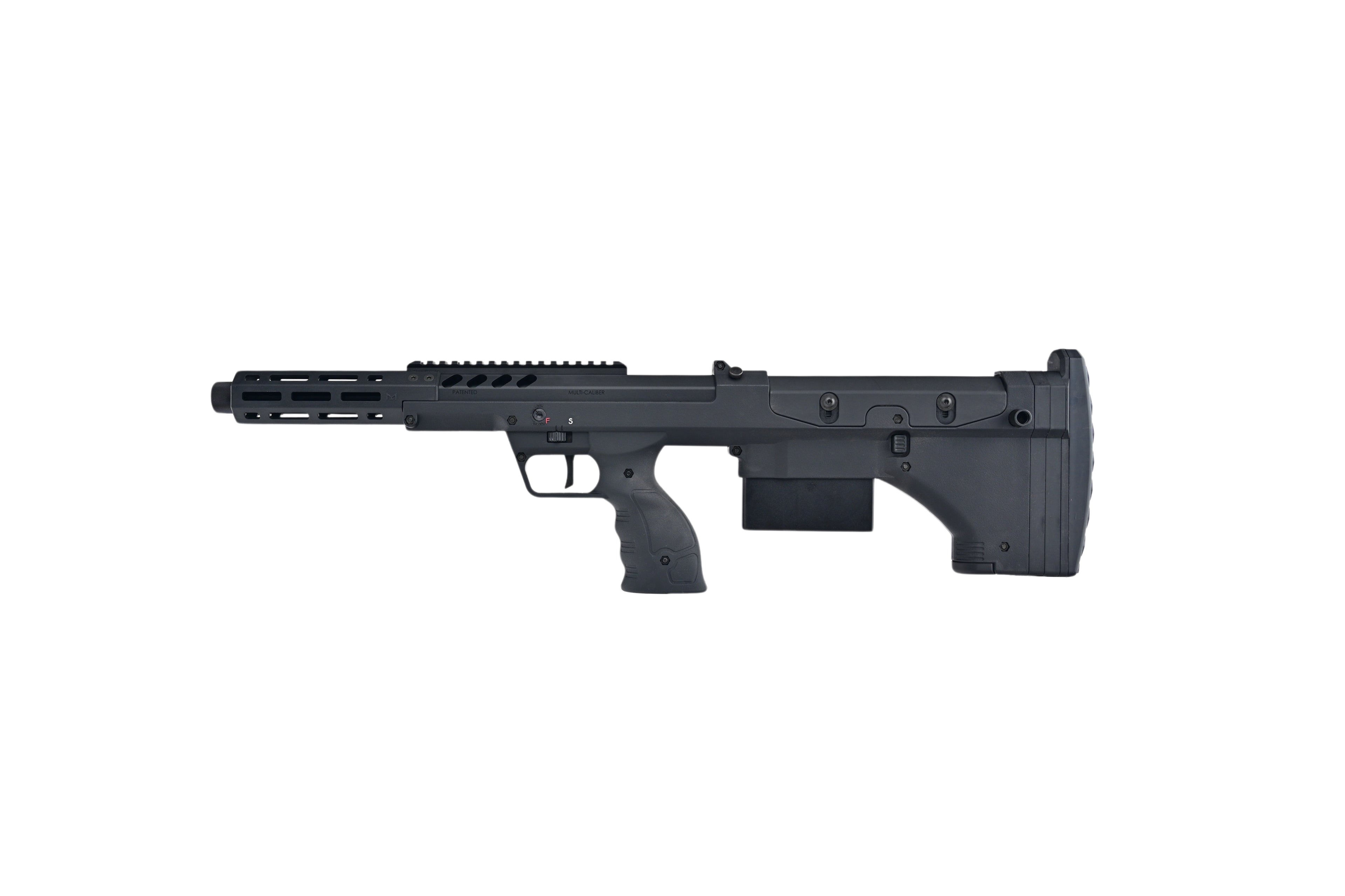 Black SILVERBACK SRS 16 bolt action sniper rifle with adjustable stock and top Picatinny rail