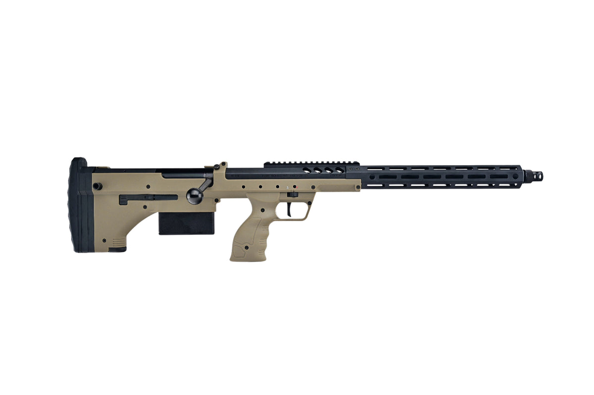 Silverback SRS airsoft A2 tan bolt action sniper replica with long freefloat handguard and adjustable stock