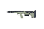 SILVERBACK SRS COVERT 16 olive drab bullpup sniper rifle with black MLOK rail and adjustable cheek rest