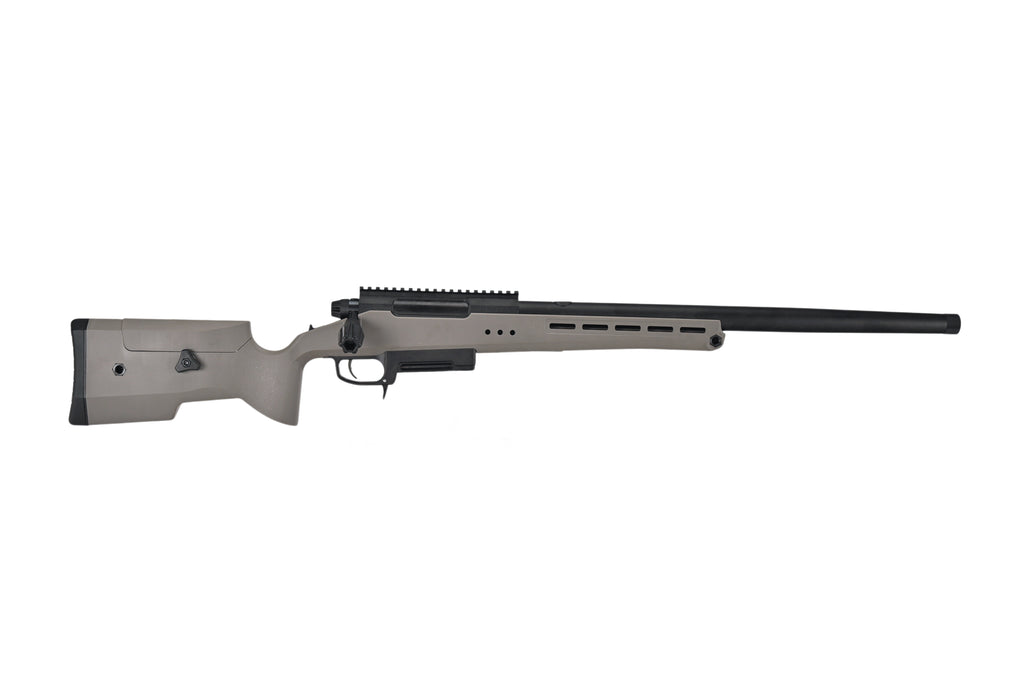 SILVERBACK TAC-41P SPORT tan synthetic stock bolt-action sniper rifle with black barrel and picatinny rail