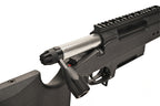 SILVERBACK TAC-41P SPORT sniper rifle bolt action close up with black stock stainless barrel and rail