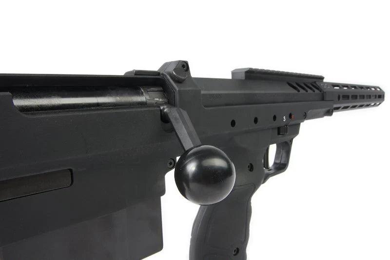 Close-up of Silverback SRS Sniper Rifle with Bolt Action and Sleek Design