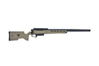 SILVERBACK TAC-41P sniper rifle in tan with a sleek design and extended barrel for precision shooting