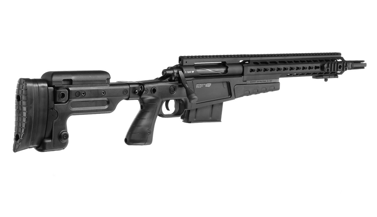 ASG Sniper Airsoft Rifle with Adjustable Stock and Tactical Rail for Enhanced Precision