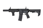 SPECNA ARMS AEG in black with adjustable stock and tactical rail for airsoft enthusiasts