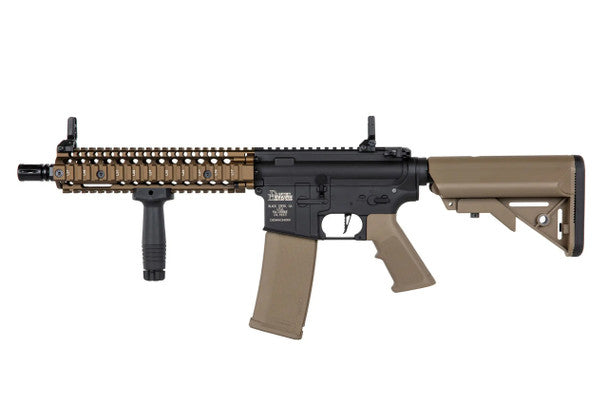 SPECNA ARMS E19 EDGE DANIEL DEFENSE MK18 Airsoft Rifle in Black and Tan with Accessory Rail