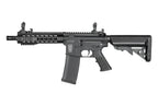SPECNA ARMS C08 CORE airsoft gun compact black AEG rifle with adjustable stock short rail and flip sights