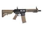 SPECNA ARMS C08 CORE airsoft gun tan and black AEG with collapsible stock MLOK handguard flip up sights