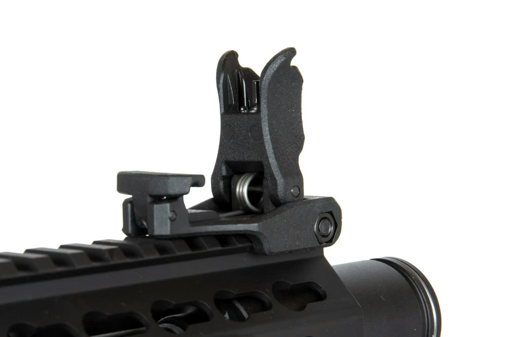 Specna Arms E07 Edge Light Ops for sale black AEG front flip sight mounted on top Picatinny rail