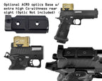 Optional ACRO optics base for Staccato airsoft pistol with extra high co-witness rear sight