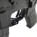 Close-up of GRIDLOK PDW AEG AIRSOFT trigger and grip area showing detailed black design