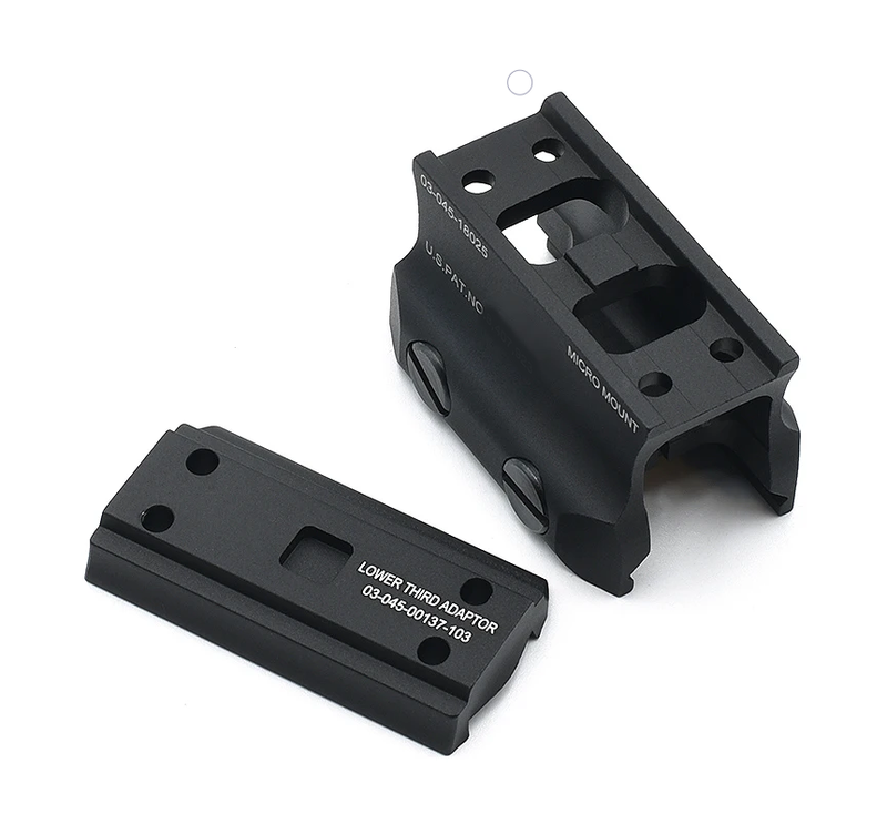 HOLY WARRIOR T1 red dot mount airsoft accessory in black aluminum with adjustable fittings