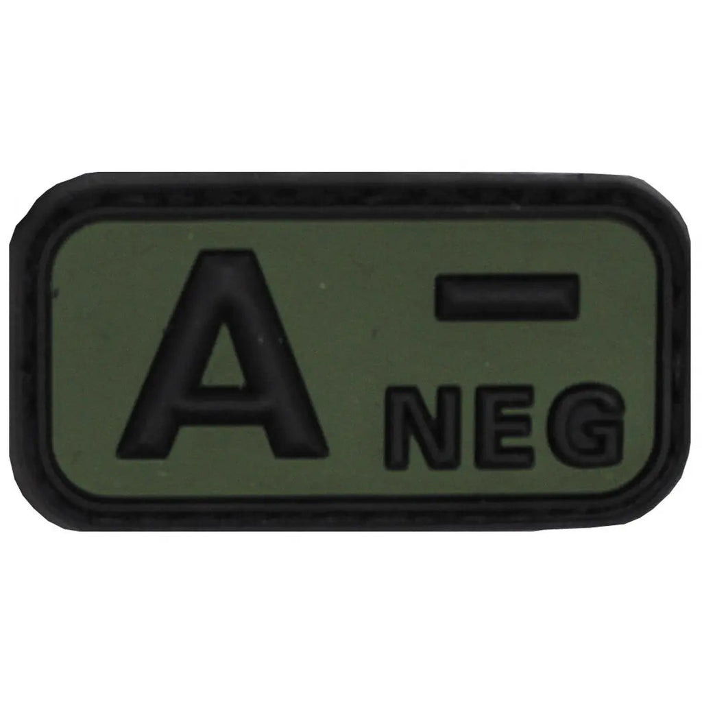 District Airsoft A negative PVC morale identifier airsoft blood type patch olive drab rectangle with black raised letters