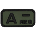 District Airsoft A negative PVC morale identifier airsoft blood type patch olive drab rectangle with black raised letters